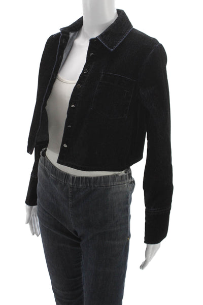 Toccin Womens Black Basic Jacket Long Sleeve Button Cotton Size XS