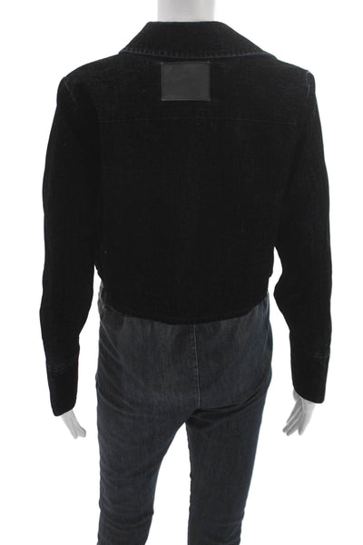 Toccin Womens Black Basic Jacket Long Sleeve Button Cotton Size XS