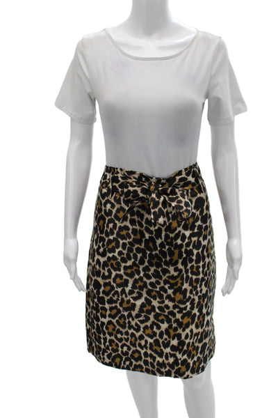 J Crew Women Black Animal Print Straight Pencil Skirt Size 10