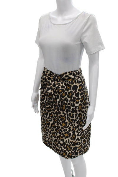J Crew Women Black Animal Print Straight Pencil Skirt Size 10