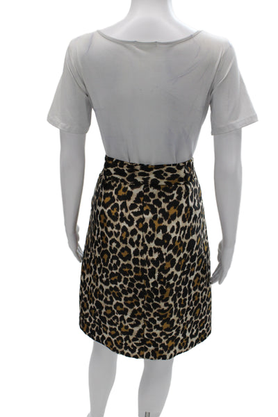 J Crew Women Black Animal Print Straight Pencil Skirt Size 10