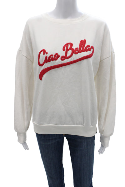 Z Supply Unisex Adults White Graphic Pullover Sweatshirt 60% Cotton Size M