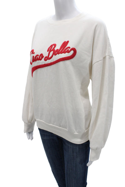 Z Supply Unisex Adults White Graphic Pullover Sweatshirt 60% Cotton Size M