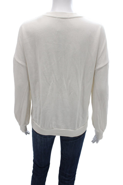 Z Supply Unisex Adults White Graphic Pullover Sweatshirt 60% Cotton Size M