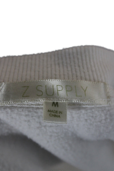 Z Supply Unisex Adults White Graphic Pullover Sweatshirt 60% Cotton Size M