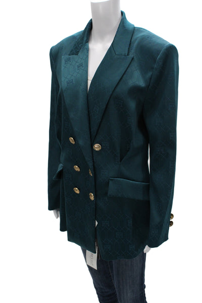 Elisabetta Franchi Women Green Geometric Jacket Button Polyester Size 48