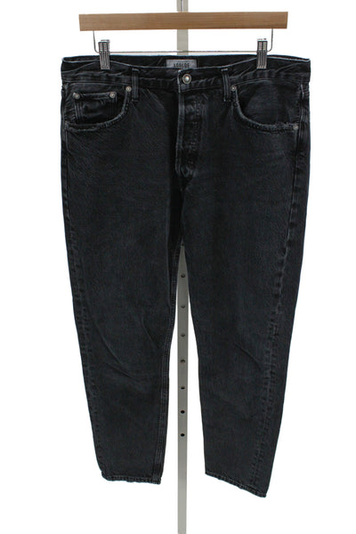Agolde Womens Tapered Jeans Black High Rise Button Size 30
