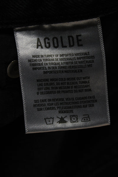 Agolde Womens Tapered Jeans Black High Rise Button Size 30
