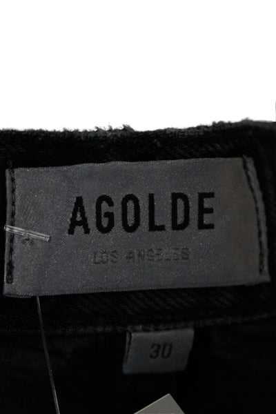 Agolde Womens Tapered Jeans Black High Rise Button Size 30