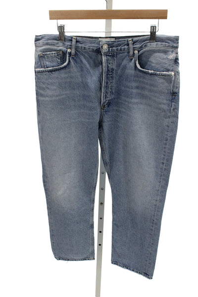 Agolde Women Tapered Distressed Blue High Rise Jeans 28 Inseam Size 32