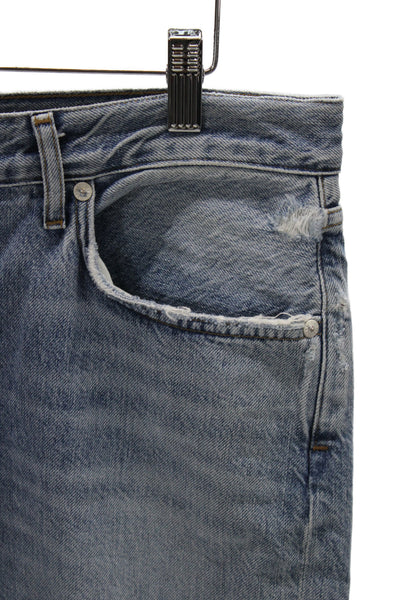 Agolde Women Tapered Distressed Blue High Rise Jeans 28 Inseam Size 32