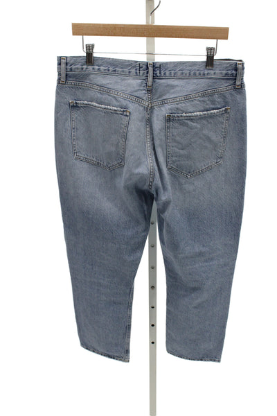 Agolde Women Tapered Distressed Blue High Rise Jeans 28 Inseam Size 32