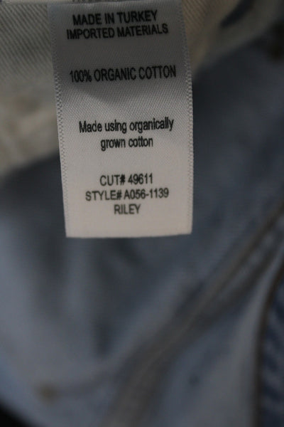 Agolde Women Tapered Distressed Blue High Rise Jeans 28 Inseam Size 32