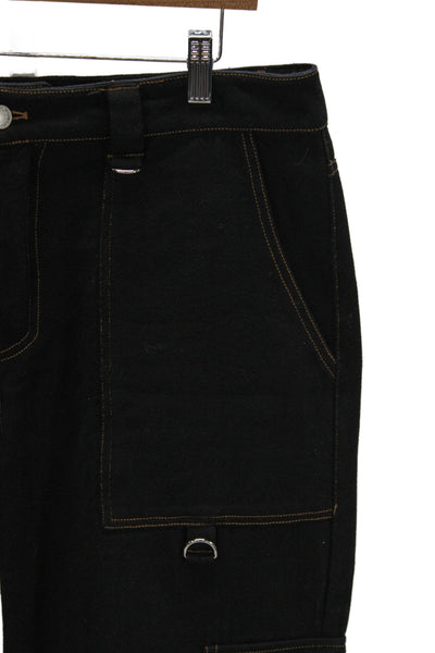 By Dyln Unisex Kids Cargo Pants Black 100% Cotton High Rise Inseam 32 Size L
