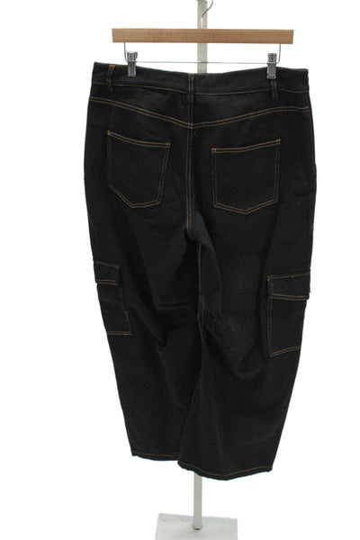 By Dyln Unisex Kids Cargo Pants Black 100% Cotton High Rise Inseam 32 Size L