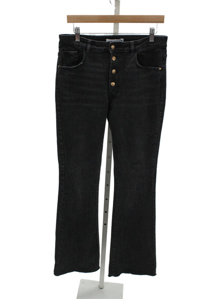 Zara Women Black Bootcut Jeans High Rise Cotton Blend Size 10