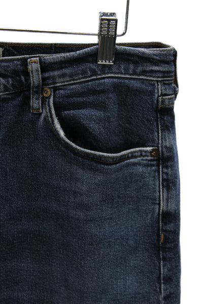 Agolde Unisex Adults Ankle Jeans Blue High Rise Button Cotton Size 29