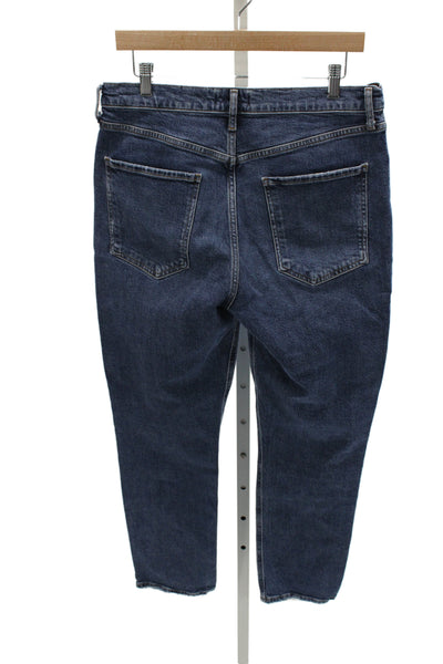 Agolde Unisex Adults Ankle Jeans Blue High Rise Button Cotton Size 29