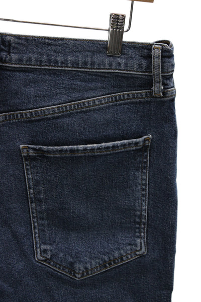 Agolde Unisex Adults Ankle Jeans Blue High Rise Button Cotton Size 29