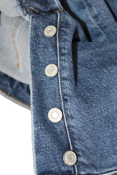 Agolde Unisex Adults Ankle Jeans Blue High Rise Button Cotton Size 29