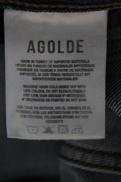 Agolde Unisex Adults Ankle Jeans Blue High Rise Button Cotton Size 29