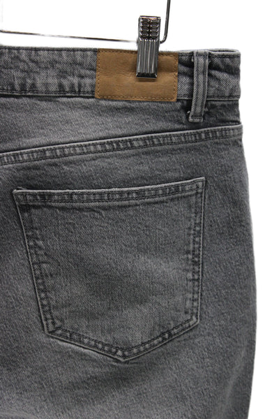 Zara Women Tapered Jeans Gray High Rise Button Cotton Size 10