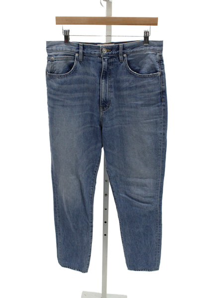 Slvrlake Unisex Adults Tapered High Rise Blue Cotton Jeans Button Size 31