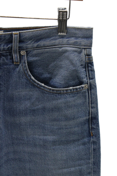 Slvrlake Unisex Adults Tapered High Rise Blue Cotton Jeans Button Size 31