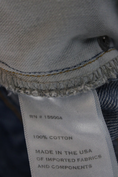 Slvrlake Unisex Adults Tapered High Rise Blue Cotton Jeans Button Size 31