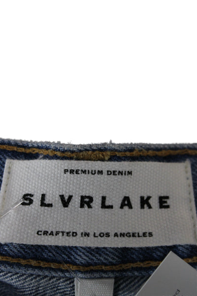 Slvrlake Unisex Adults Tapered High Rise Blue Cotton Jeans Button Size 31