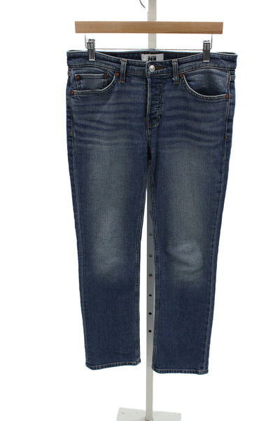 Re/Done Womens High Rise Straight Blue Cotton Jeans Size 28