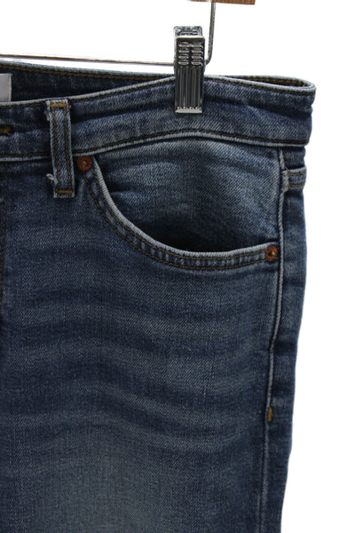 Re/Done Womens High Rise Straight Blue Cotton Jeans Size 28