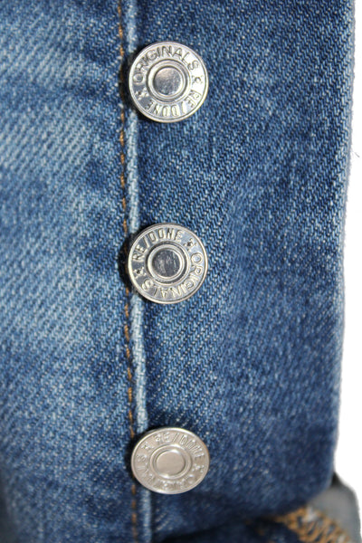 Re/Done Womens High Rise Straight Blue Cotton Jeans Size 28