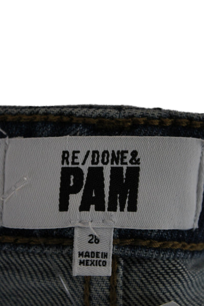 Re/Done Womens High Rise Straight Blue Cotton Jeans Size 28