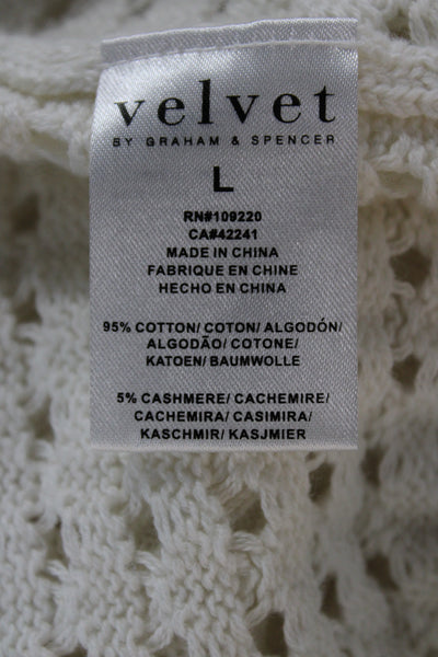 Velvet by Graham & Spencer Women White Cotton Sleeveless Sweater Vest Size L