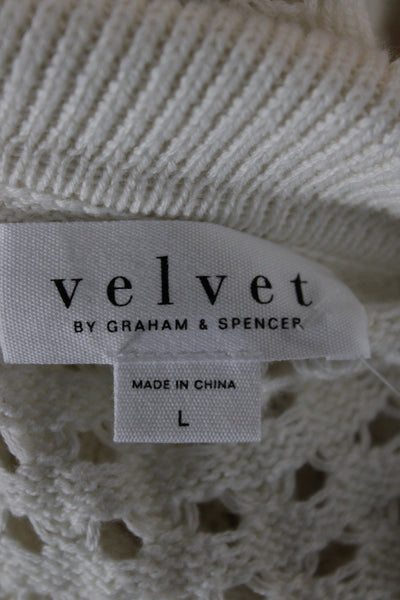 Velvet by Graham & Spencer Women White Cotton Sleeveless Sweater Vest Size L
