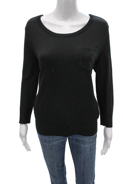The Kooples Womens Merino Wool Scoop Neck Pullover Black 3/4 Sleeve Size 3