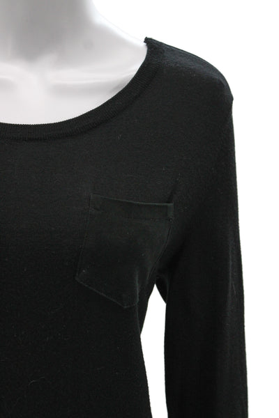 The Kooples Womens Merino Wool Scoop Neck Pullover Black 3/4 Sleeve Size 3