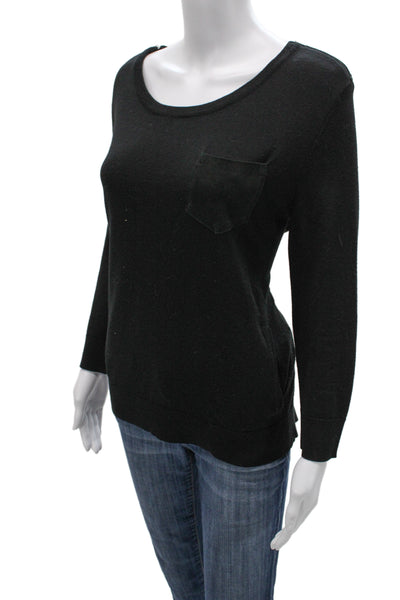 The Kooples Womens Merino Wool Scoop Neck Pullover Black 3/4 Sleeve Size 3
