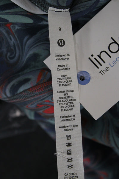 Lululemon Women Capri Leggings Multicolor Tie Dye Nylon Pull On Size 8