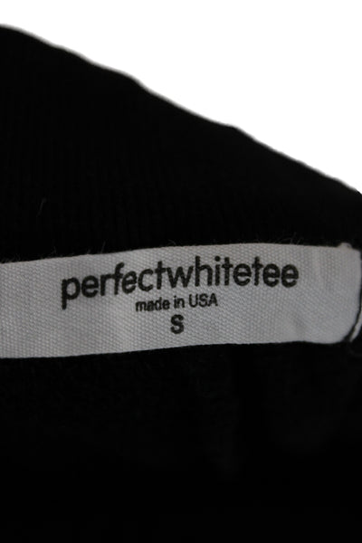 Perfect White Tee Womens Half Zipper Turtleneck Sweat Suit Black Size Small