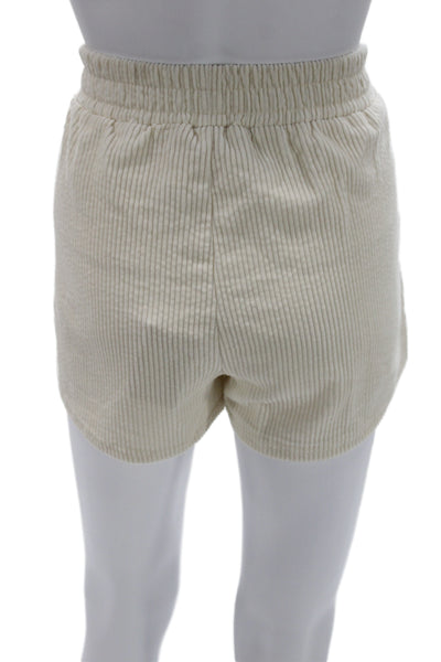 Araminta James Womens Corduroy Sweater Shorts Set White Cotton Size 10/8