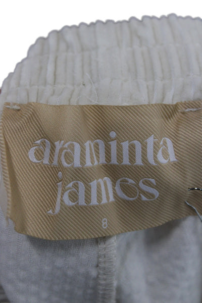 Araminta James Womens Corduroy Sweater Shorts Set White Cotton Size 10/8