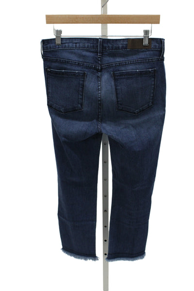 Parker Smith Unisex Ankle Distressed Blue Cotton Jeans High Rise Zip Size 28