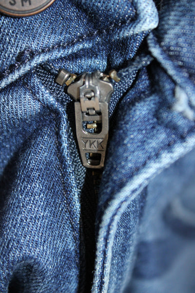 Parker Smith Unisex Ankle Distressed Blue Cotton Jeans High Rise Zip Size 28