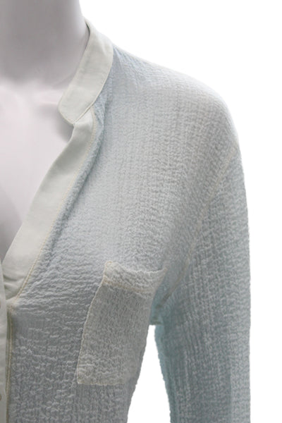 Dune Womens Basic Collared Blue Cotton Long Sleeve Blouse Size 48