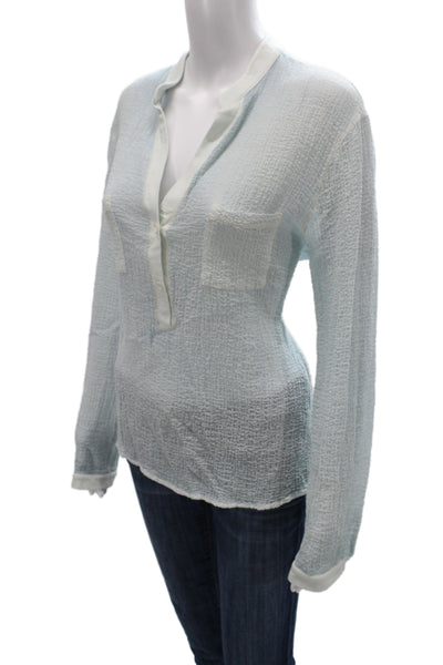 Dune Womens Basic Collared Blue Cotton Long Sleeve Blouse Size 48