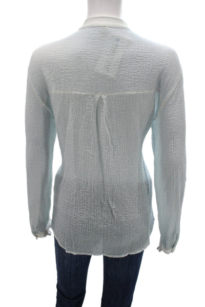 Dune Womens Basic Collared Blue Cotton Long Sleeve Blouse Size 48