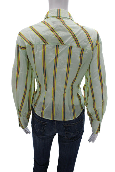 Cotelac Women Striped Cotton-Blend Collared Button-Up Top Long Sleeve Size 1