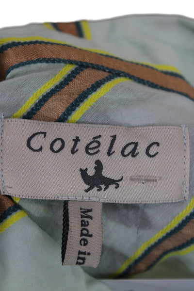 Cotelac Women Striped Cotton-Blend Collared Button-Up Top Long Sleeve Size 1